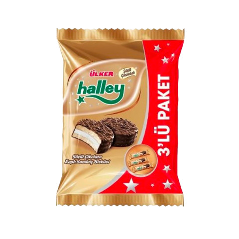 Ülker Halley Mini Sütlü Çikolatalı Atıştırmalık 3'lü Paket 198 gr