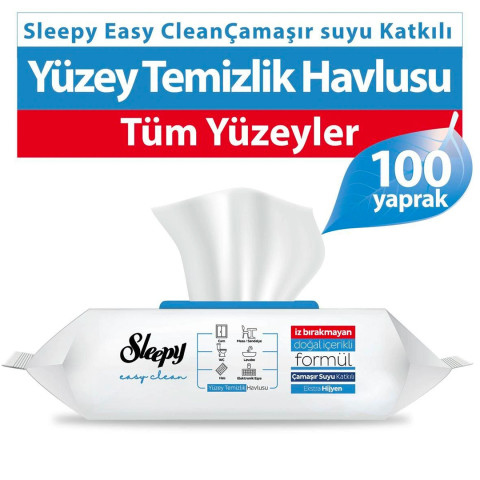 Sleepy Easy Clean Tüm Yüzeyler İçin Temizlik Havlusu 100 Yaprak Çamaşır Suyu Katkılı